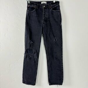 Abercrombie & Fitch Jeans The Dad High Rise Denim Black Wash Dark Button Fly 90s